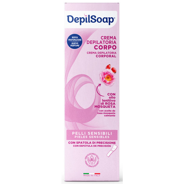 🌸 DepilSoap – Crema Depilatoria Corpo Con Olio Lenitivo di Rosa Mosqueta – Pelli Sensibili – Con Spatola di Precisione