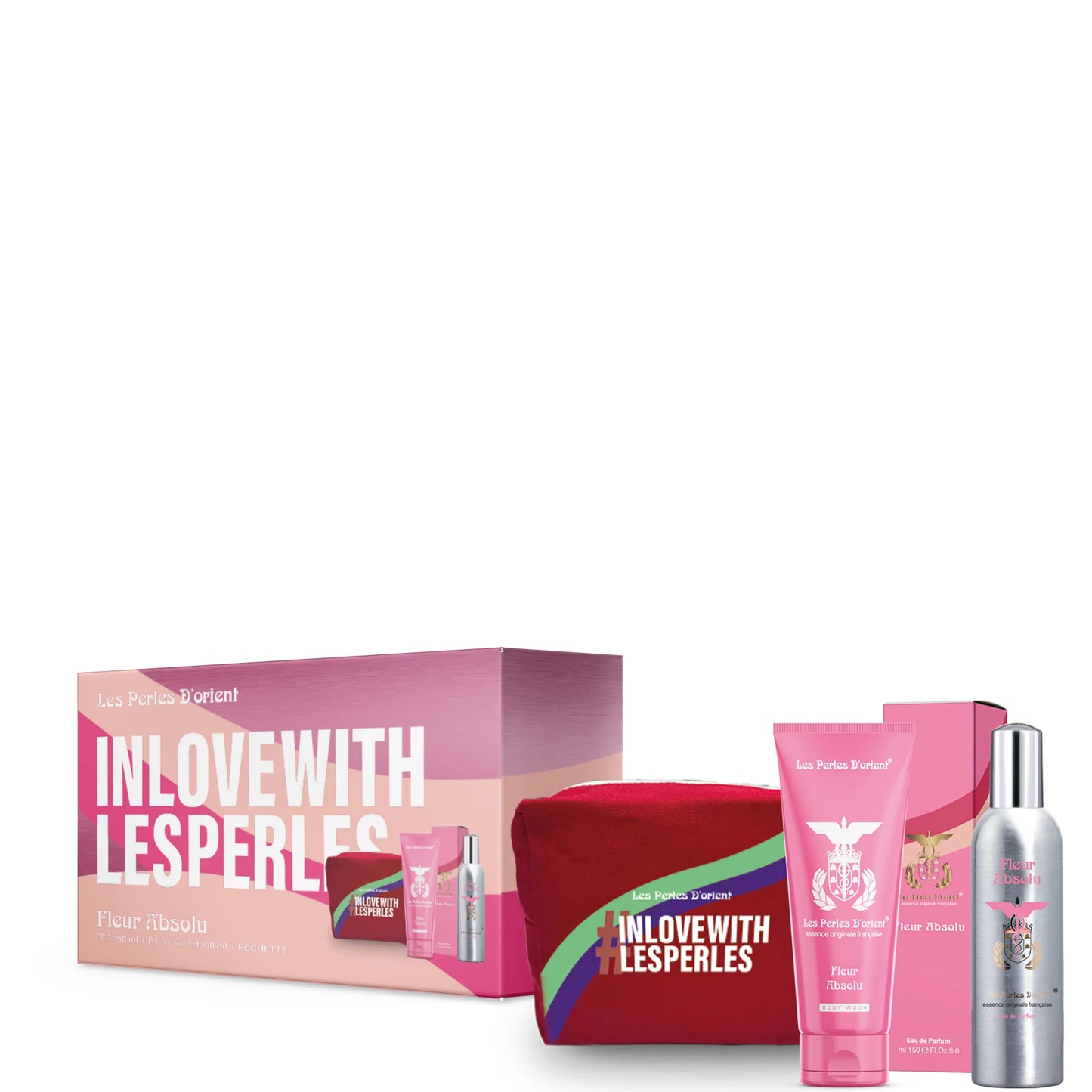 Les Perles d’Orient – Cofanetto Regalo Fleur Absolu (Eau de Parfum + Body Wash + Pochette)