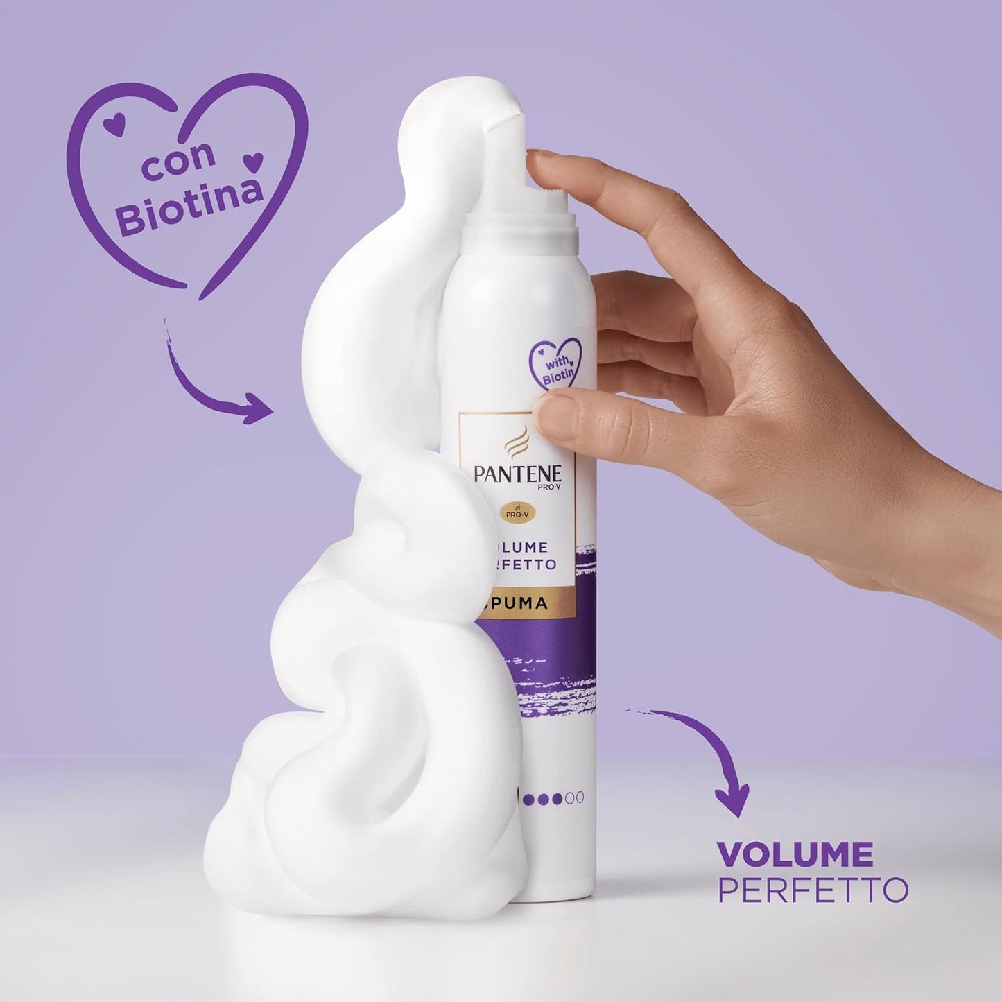 💜 Pantene Pro-V Volume Perfetto Spuma con Biotina – Tenuta 3/5 – Volume Naturale & Definizione