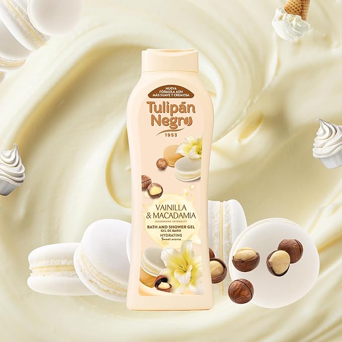 🍯 Tulipán Negro Vaniglia & Macadamia – Un abbraccio di dolcezza per la tua pelle! 🤍✨