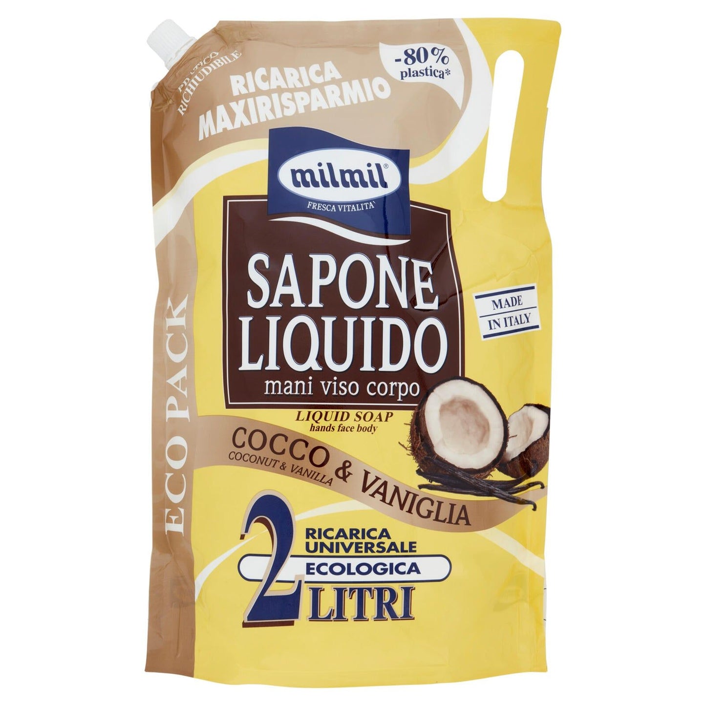 🥥 MilMil Sapone Liquido Cocco & Vaniglia – Dolcezza e Idratazione per la tua Pelle! 🍦