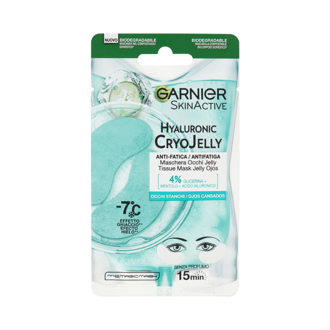 ❄️ Garnier SkinActive – Hyaluronic CryoJelly Maschera Occhi Jelly Antifatica – Effetto Ghiaccio -7°C – 15 Minuti