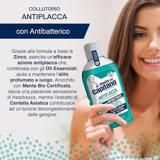 Pasta del Capitano Collutorio Antiplacca 400ml – Protezione Quotidiana, Alito Fresco!