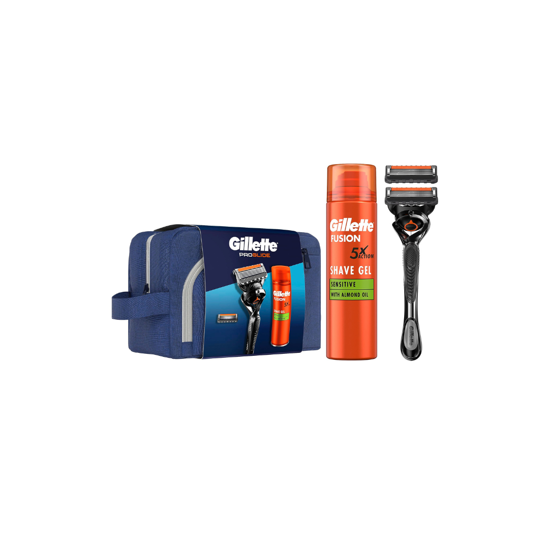 Gillette Fusion Shaving Kit con Rasoio, Schiuma da Barba e Beauty Case 🪒