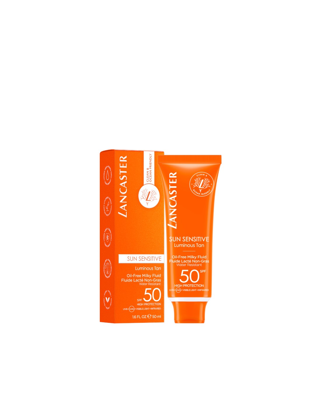 ☀️ Lancaster Sun Sensitive Luminous Tan Viso SPF 50 – 50 ml