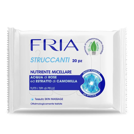 🌹 Fria Salviette Struccanti Nutriente Micellare – Acqua di Rose & Camomilla (20 pz)