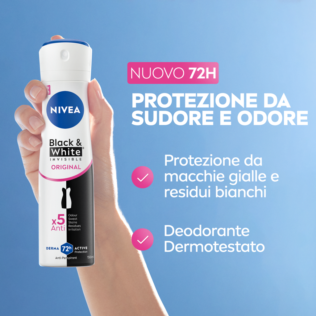 NIVEA Black & White Invisible Original - Deodorante Spray Antitraspirante 150ml