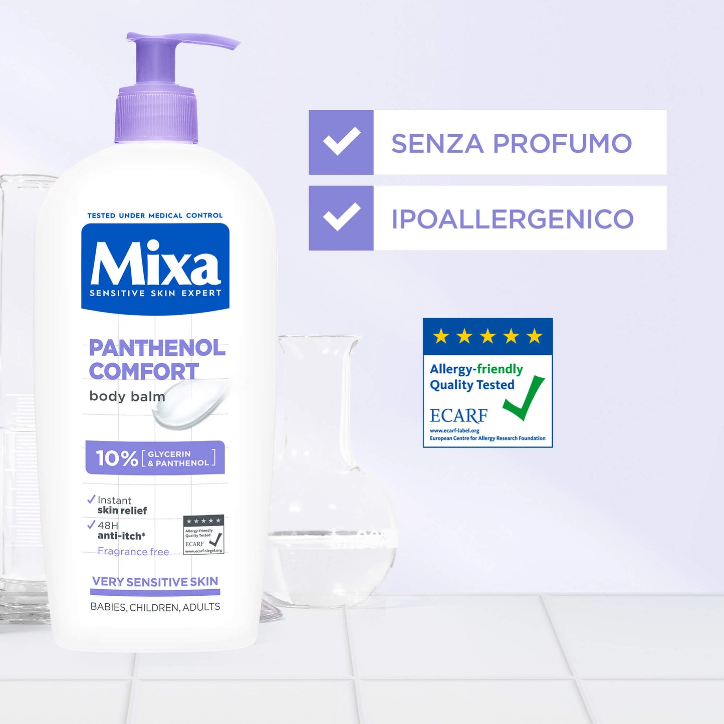 💜 Mixa Panthenol Comfort – Balsamo Corpo Lenitivo – 250 ml