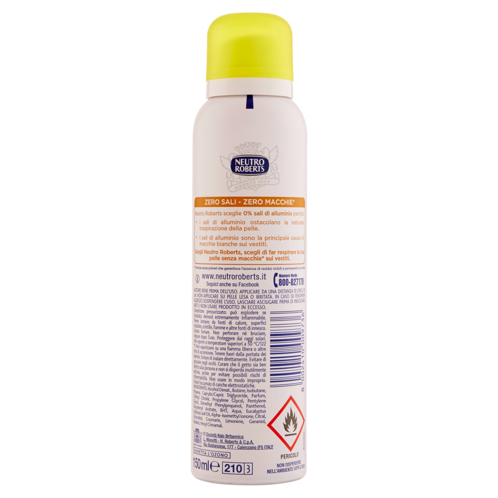 🍋 Neutro Roberts Deo Spray Fresco Zero Sali – Bergamotto e Zenzero 150ml