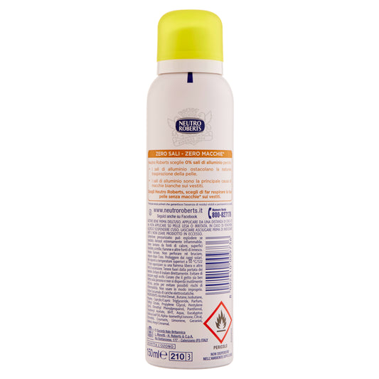 🍋 Neutro Roberts Deo Spray Fresco Zero Sali – Bergamotto e Zenzero 150ml