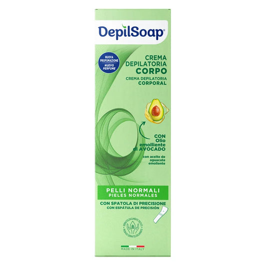 🥑 DepilSoap – Crema Depilatoria Corpo Con Olio Emolliente di Avocado – Pelli Normali – Con Spatola di Precisione