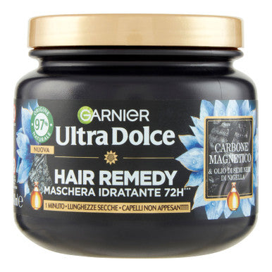 Garnier Ultra Dolce Hair Remedy - Maschera Idratante 72H Carbone Magnetico & Olio di Semi di Nigella