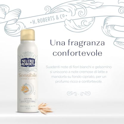 🌾 Neutro Roberts Deodorante Spray Sensibile – Avena e Latte 150ml