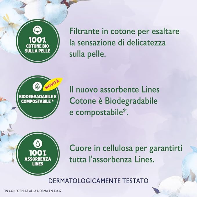 🌿 Lines Cotone Notte con Ali – Protezione Naturale, Sonno Tranquillo!