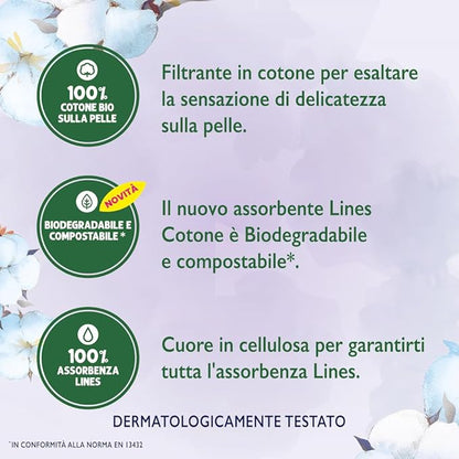 🌿 Lines Cotone Notte con Ali – Protezione Naturale, Sonno Tranquillo!