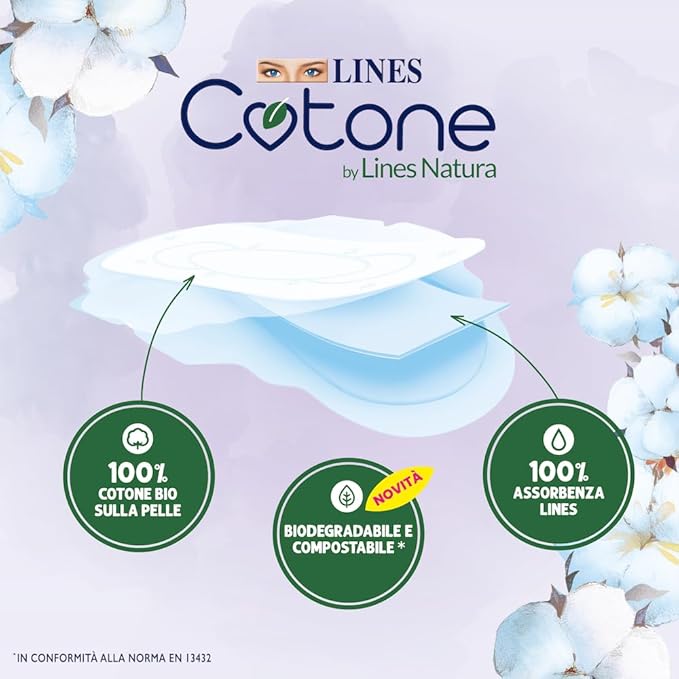 🌿 Lines Cotone Giorno con Ali – Protezione Naturale, Comfort Assoluto!