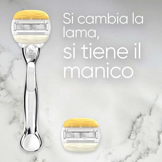 Gillette Venus Comfortglide Coconut – Rasoio Donna con Manico in Metallo + 2 Ricariche