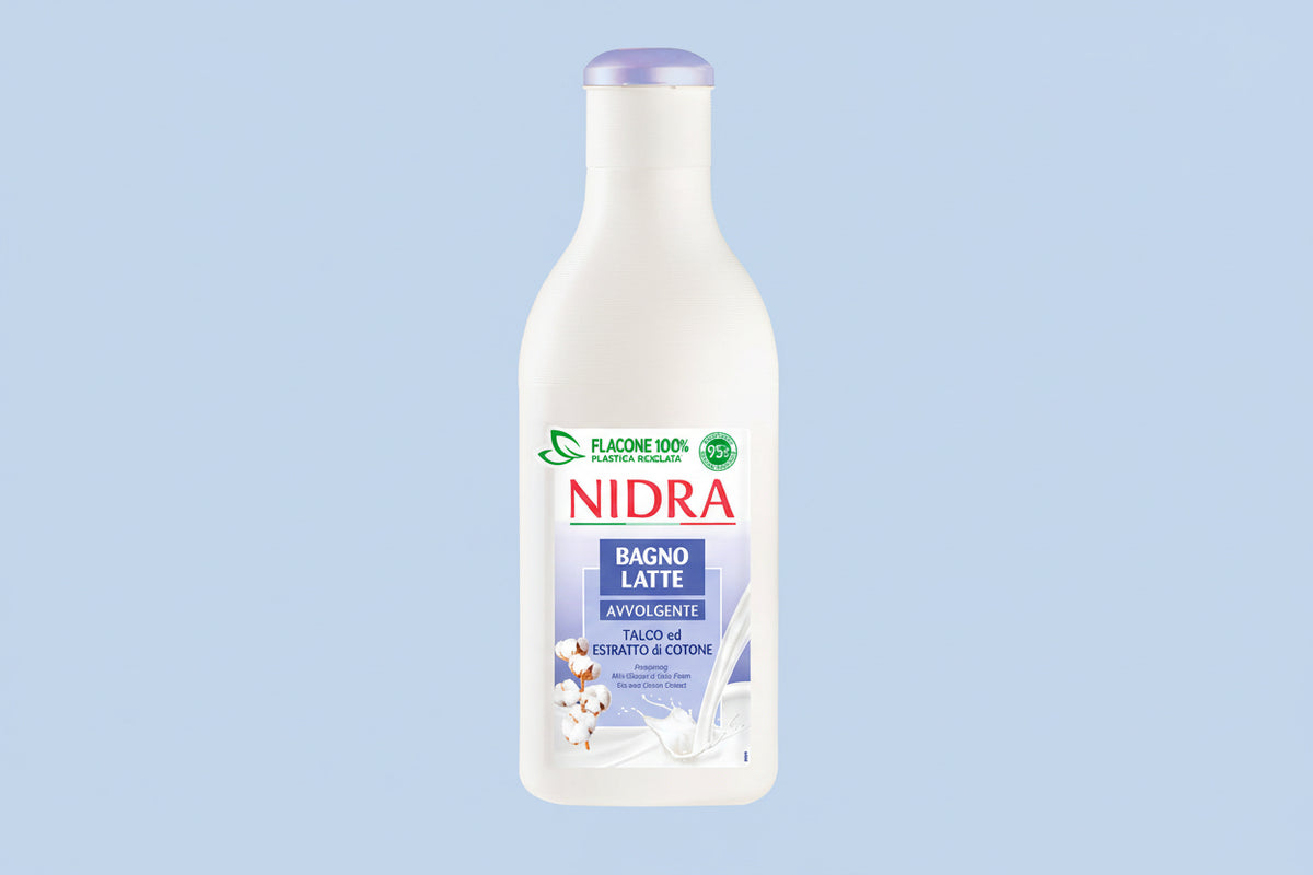 NIDRA Bagno Latte Avvolgente con Talco ed Estratto di Cotone – 750ml