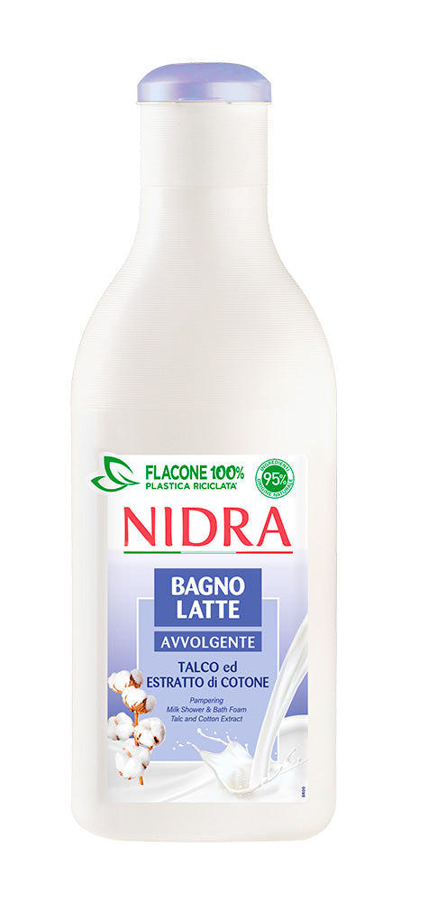 NIDRA Bagno Latte Avvolgente con Talco ed Estratto di Cotone – 750ml