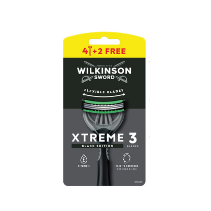 Wilkinson Sword Xtreme 3 Black Edition – Rasoio Usa e Getta (4+2 Gratis)