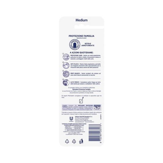 🦷 MENTADENT SPAZZOLINO PROTEZIONE FAMIGLIA – CONFEZIONE 4 PEZZI (2+2 GRATIS) 🦷