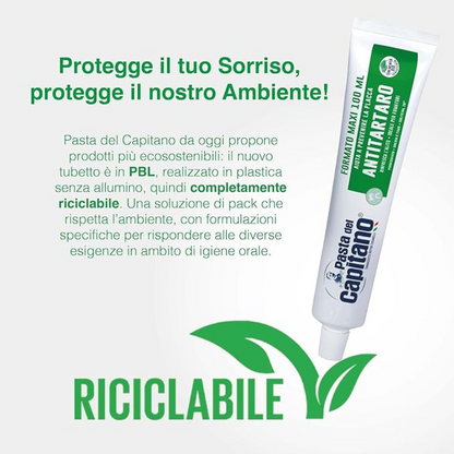🦷 PASTA DEL CAPITANO DENTIFRICIO ANTITARTARO - FORMATO MAXI 100 ML 🦷