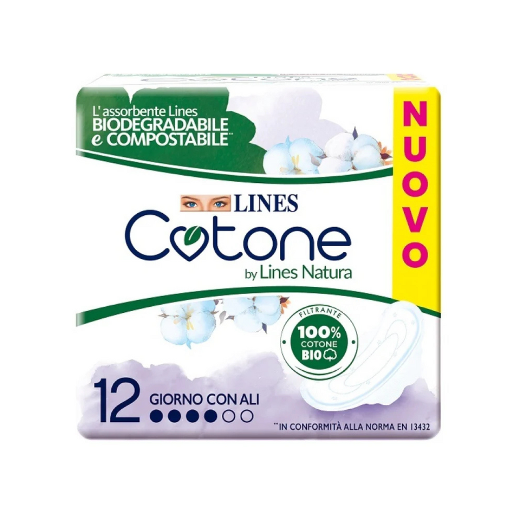 🌿 Lines Cotone Giorno con Ali – Protezione Naturale, Comfort Assoluto!