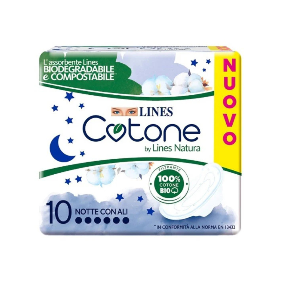 🌿 Lines Cotone Notte con Ali – Protezione Naturale, Sonno Tranquillo!