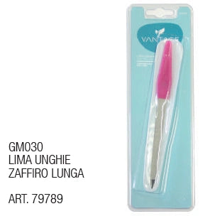 💅 VANTAGE GM030 – Lima Unghie Zaffiro Lunga con Impugnatura Rosa