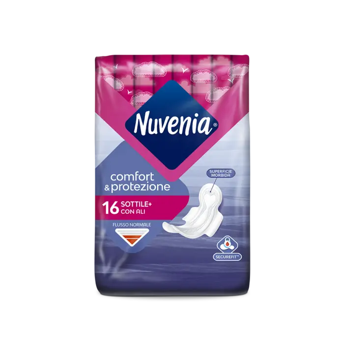 🌸 Nuvenia Comfort & Protezione – 16 Assorbenti Sottili con Ali