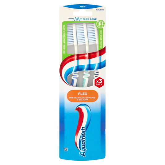 🦷 Aquafresh Flex – Confezione da 3 Spazzolini (Medio)